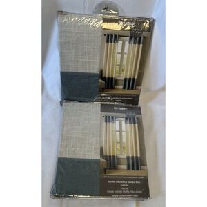 New Sealed Pier 1 Imports - 2 Blythe Colorblock Smoke Blue Curtains 50x108"